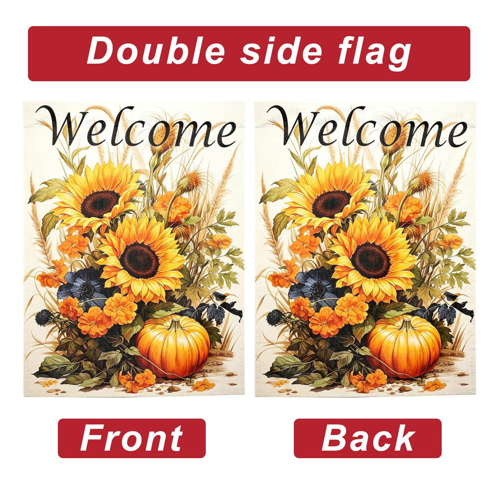Close-up of Shidms Sunflower Pumpkin Flag fabric