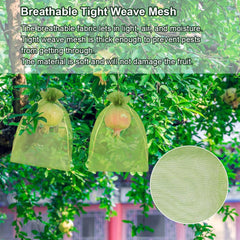 Close-up of Shintop 8x12 inch fruit protection bag with drawstring