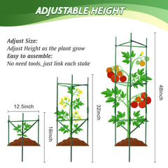 Close-up of Sidefusi tomato cage connecting arms and stakes