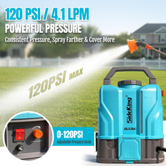 Close-up of SideKing backpack sprayer's adjustable pressure gauge