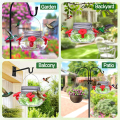 Close-up of silicone flower ports on hummingbird feeder