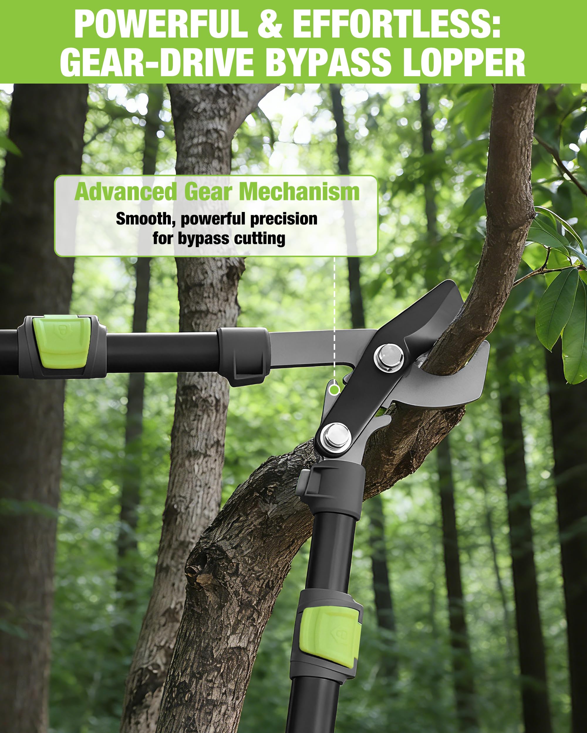 Close-up of SK-5 steel blade of WORKPRO Extendable Bypass Lopper