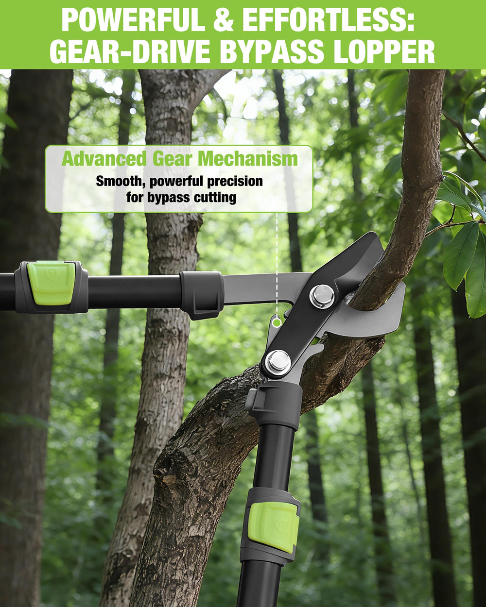 Close-up of SK-5 steel blade of WORKPRO Extendable Bypass Lopper
