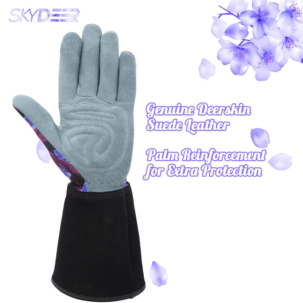 Close-up of SKYDEER Women's Gardening Gloves knuckles showing Kevlar-grade stitching