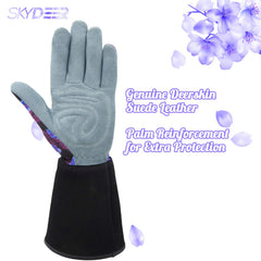 Close-up of SKYDEER Women's Gardening Gloves knuckles showing Kevlar-grade stitching