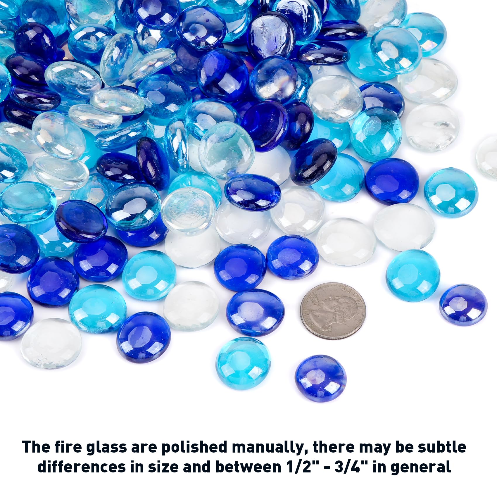 Close-up of Skyflame fire glass beads showing their shiny surface