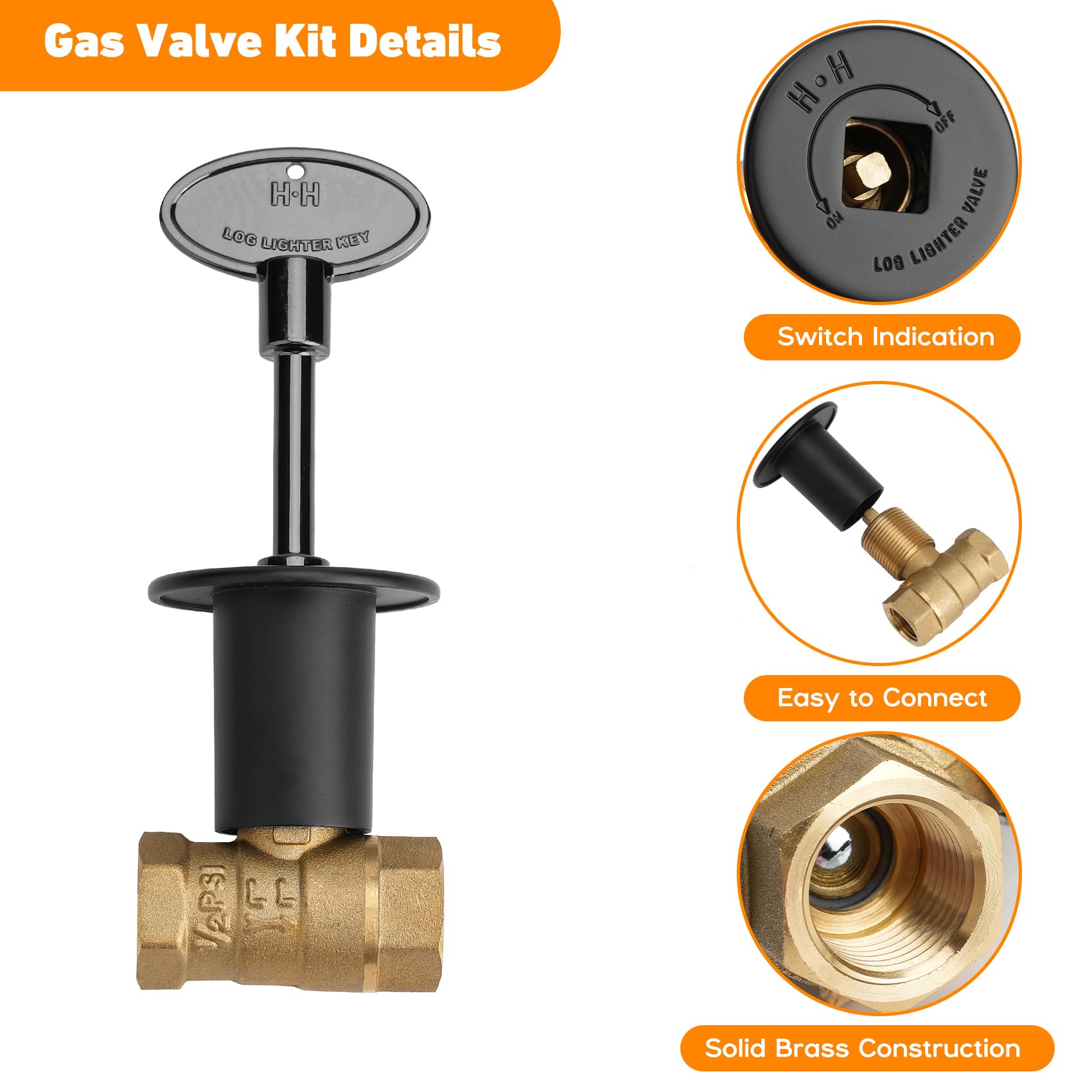Close-up of Skyflame gas key valve showing safety key feature