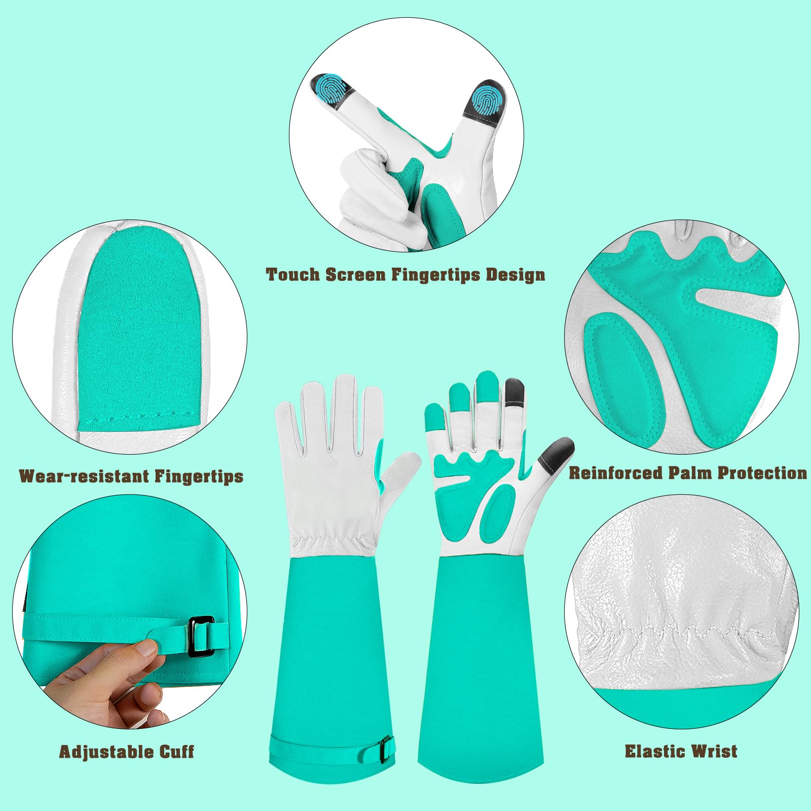 Close-up of SLARMOR Gardening Gloves padded palm and fingertips