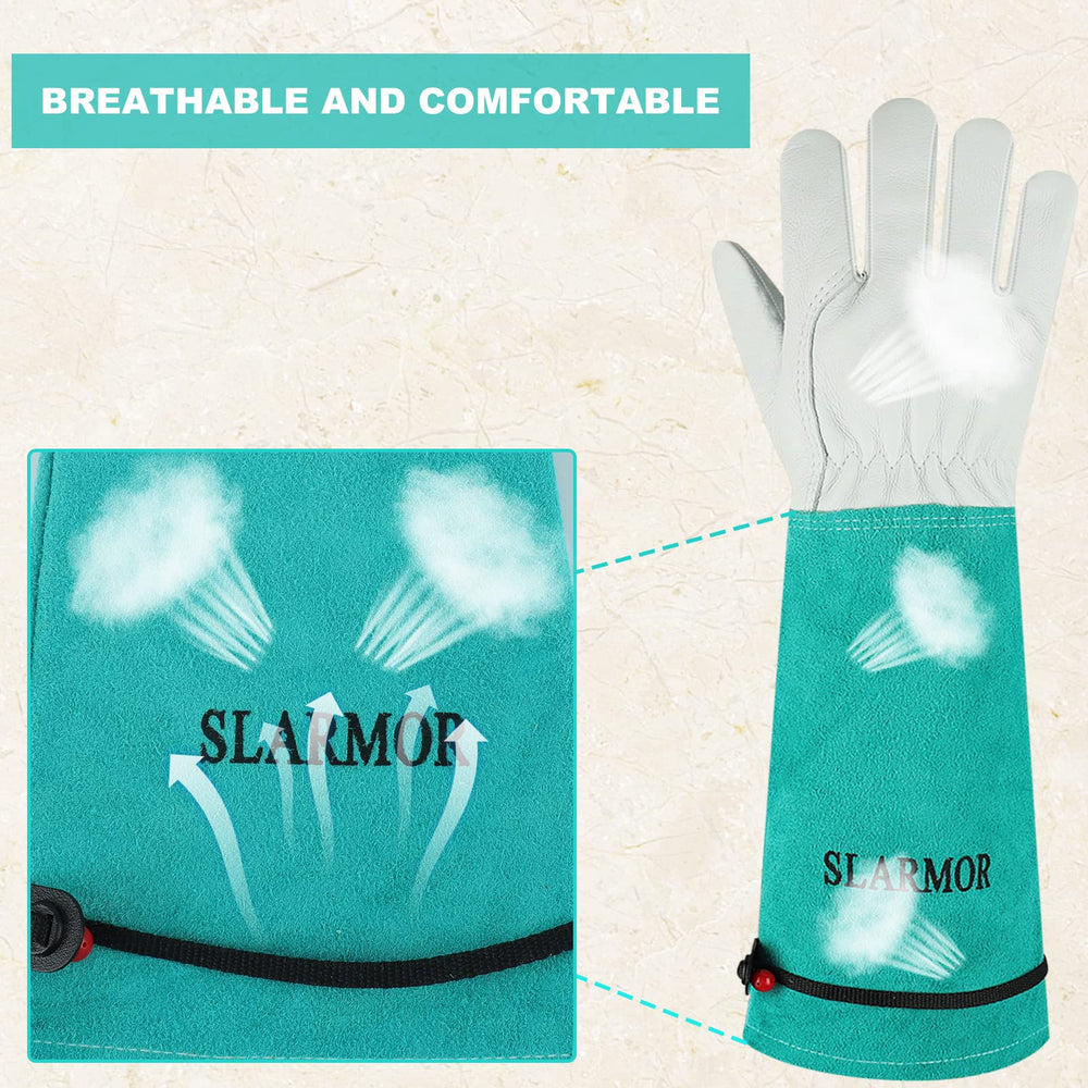 Close-up of SLARMOR Gardening Gloves palm made of cowhide leather