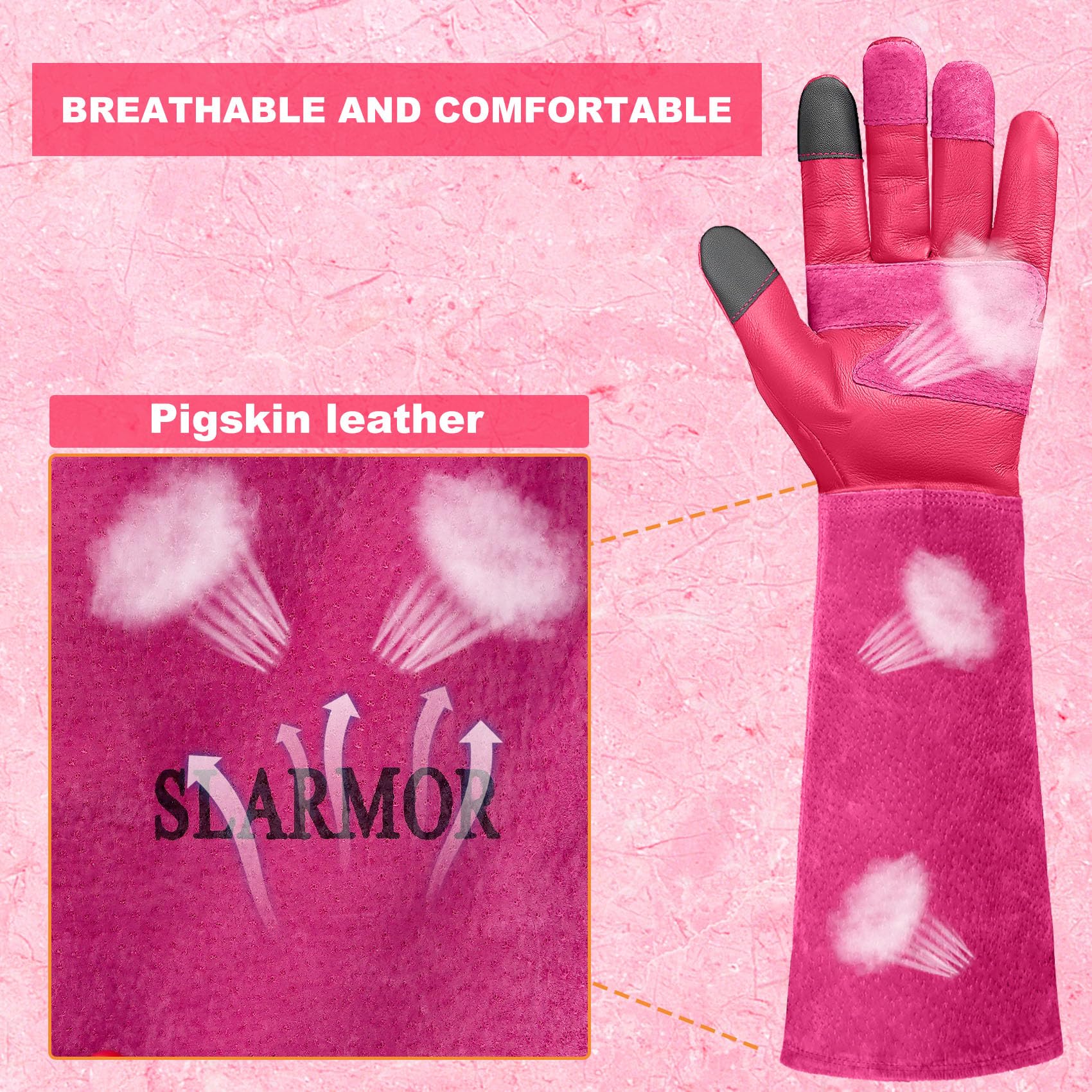 Close-up of SLARMOR Gardening Gloves palm with padded fingertips