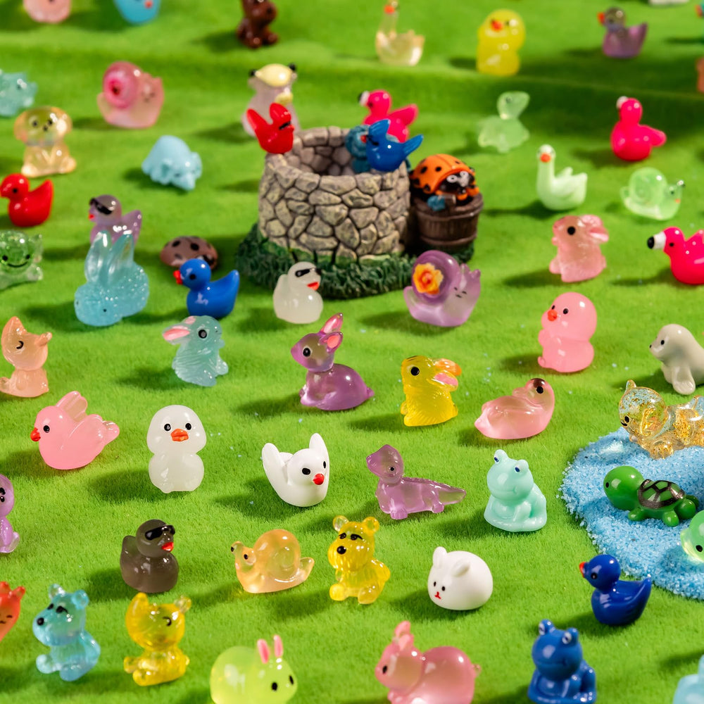Close-up of small resin animal figurines from Teenzee
