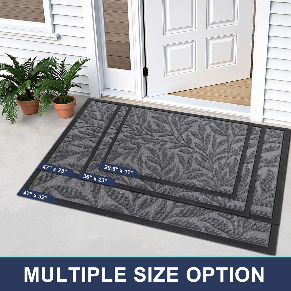 Close-up of Smiry Leaf Front Door Mat texture and foliage design
