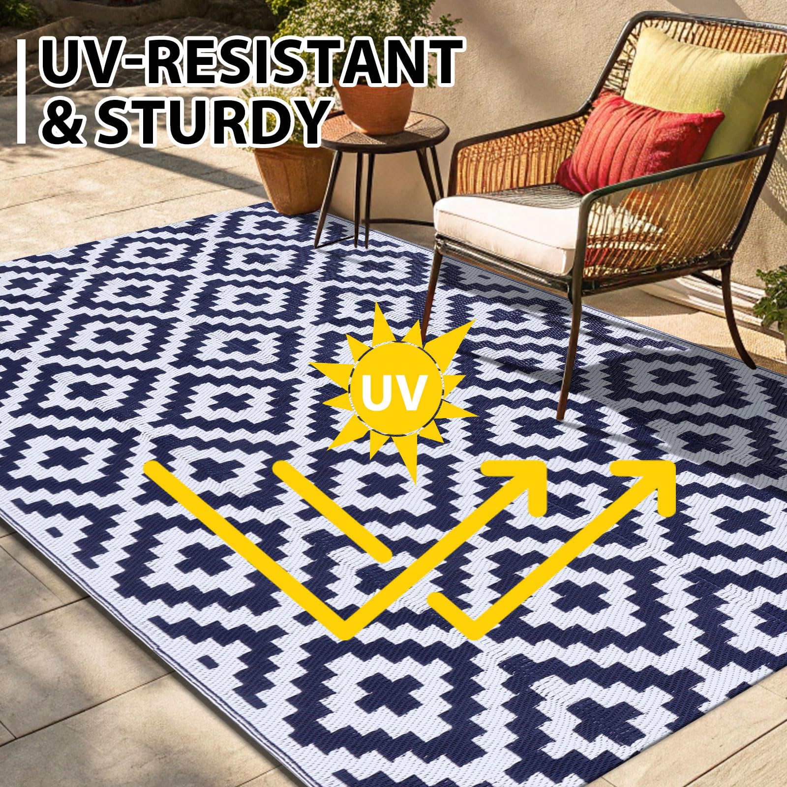 Close-up of Smiry Outdoor Rug geometric pattern