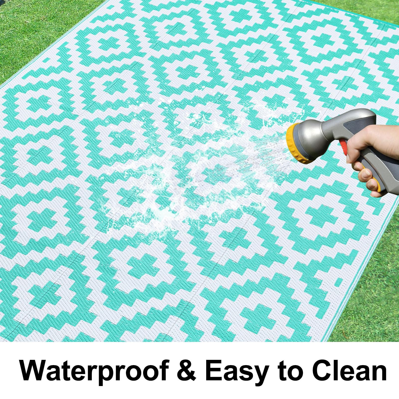 Close-up of Smiry Outdoor Rug showing geometric pattern