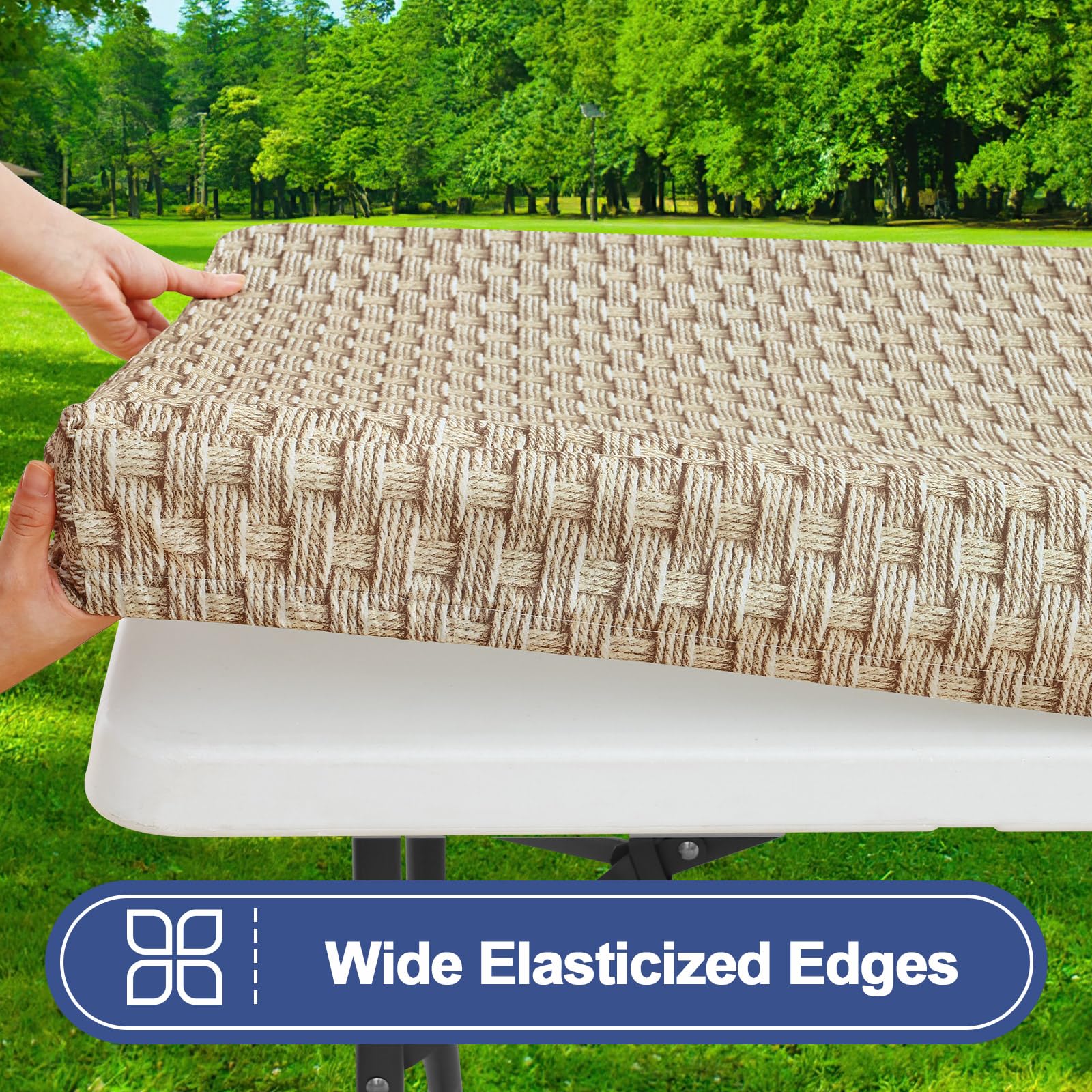 Close-up of Smiry picnic table cover fabric texture