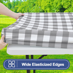 Close-up of Smiry picnic table cover showing elastic edge