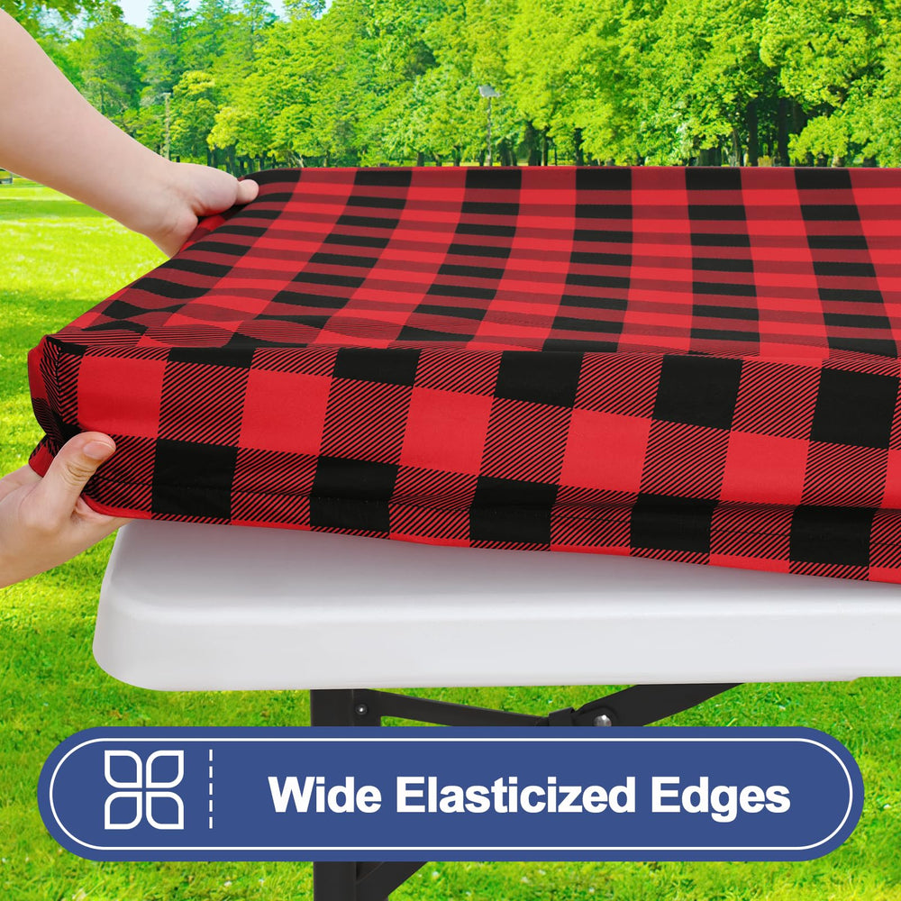 Close-up of Smiry picnic table cover showing the elastic edge