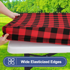 Close-up of Smiry picnic table cover showing the elastic edge