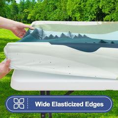 Close-up of Smiry picnic table cover showing waterproof surface