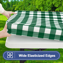 Close-up of Smiry picnic table cover with elastic edge