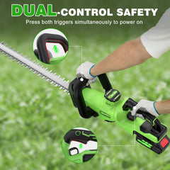 Close-up of SOARFLY hedge trimmer blade and cutting edge
