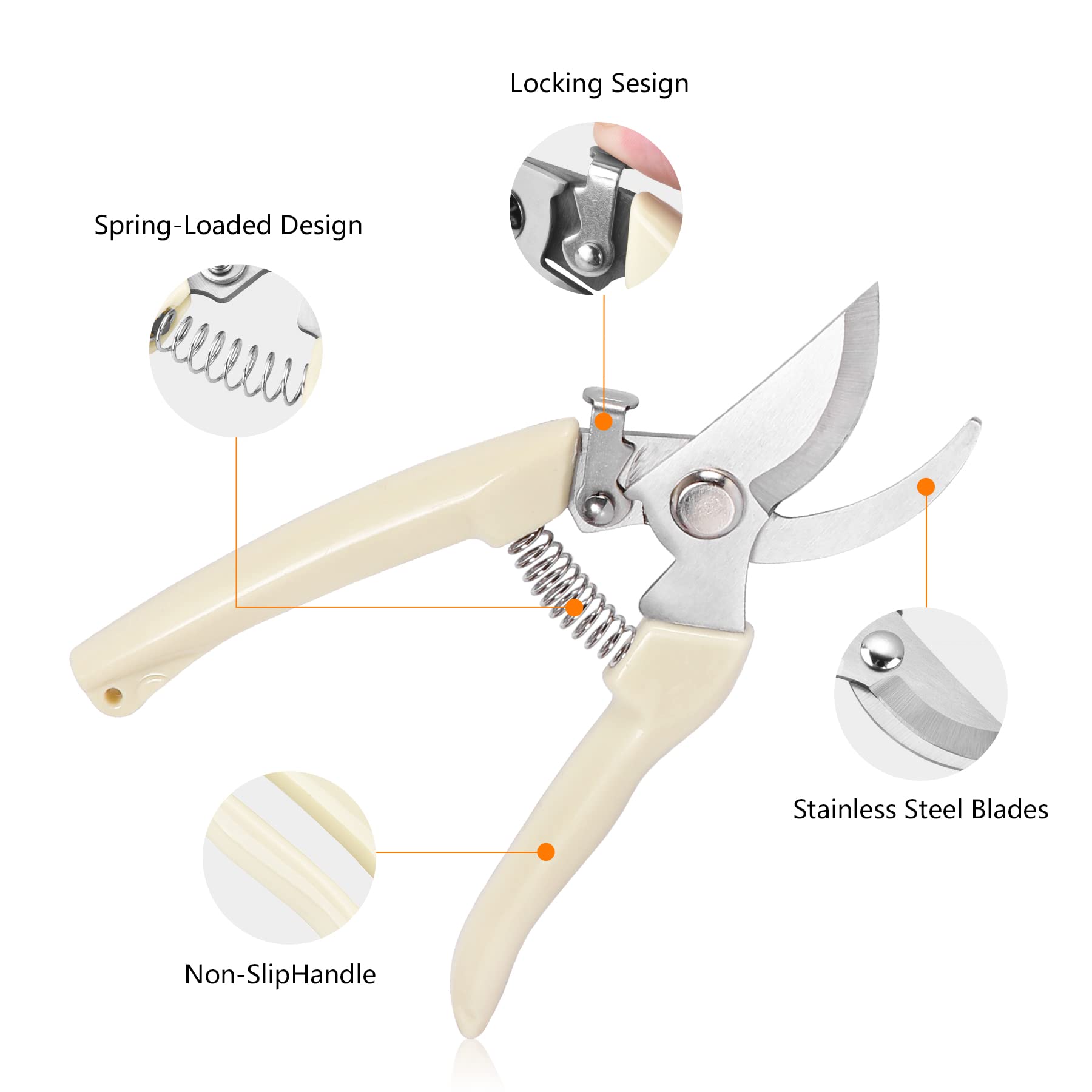 Close-up of SoftSense stainless steel blade on pruner