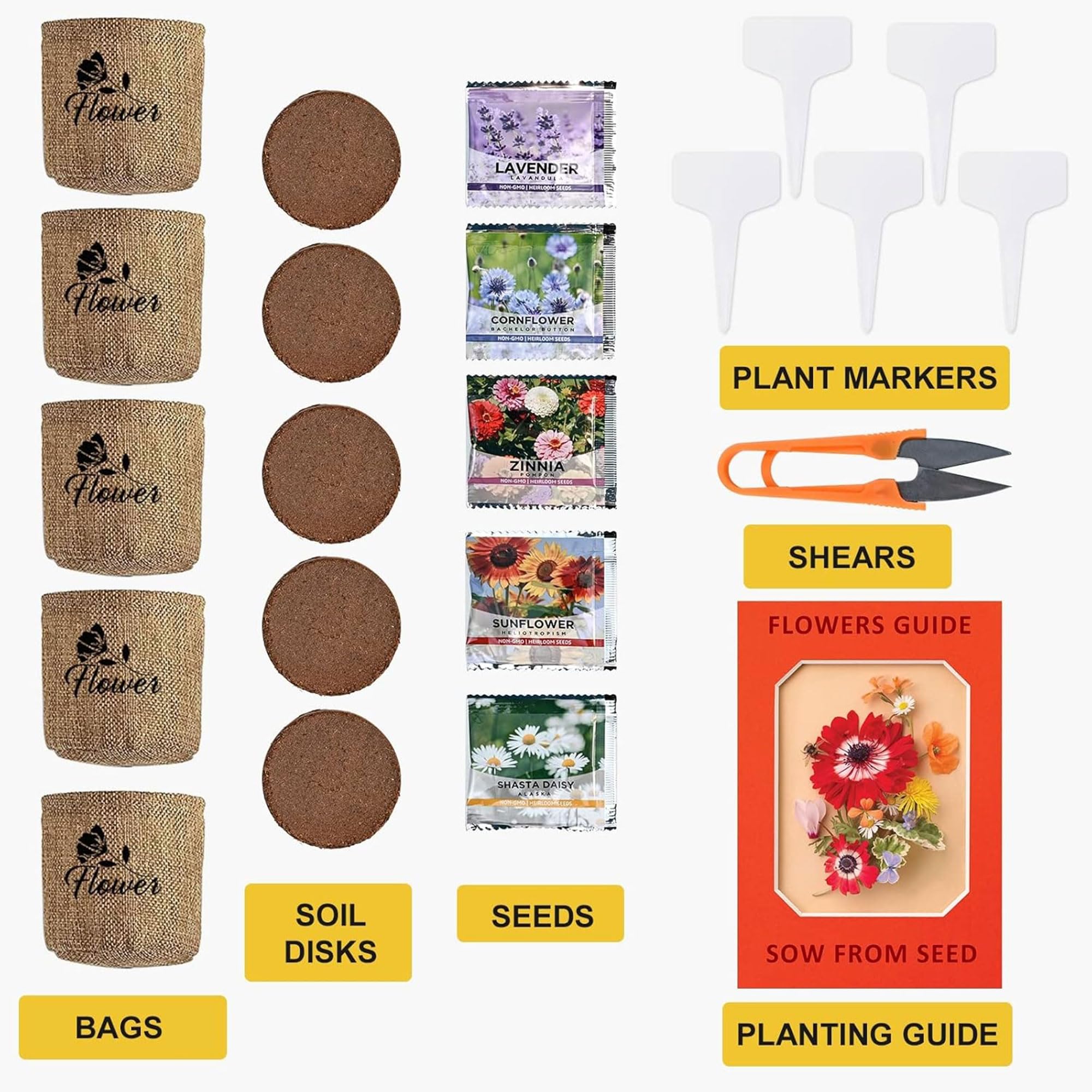 Close-up of soil disks included in the Meekear Daisy Garden Kit
