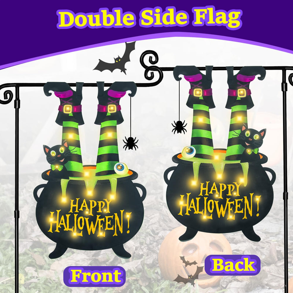 Close-up of solar panel on FLAGMESAGE Halloween Lighted Garden Flag
