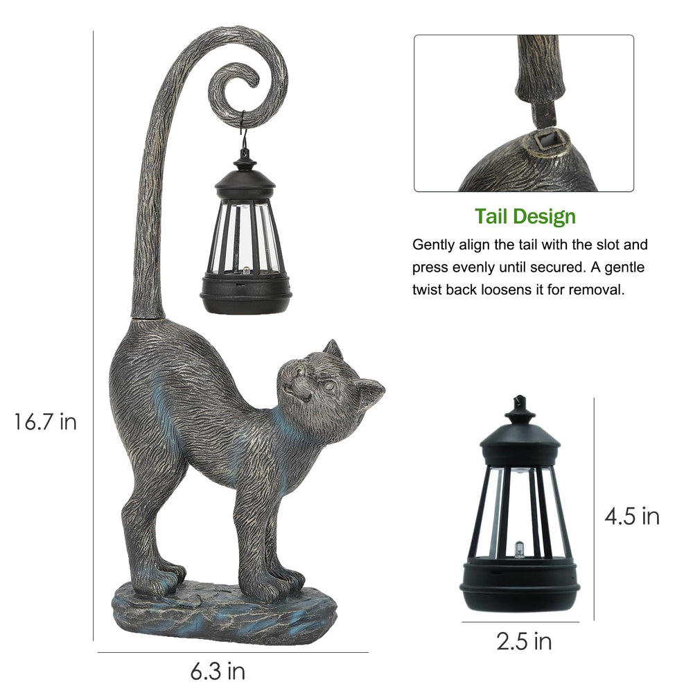 Close-up of solar panel on REYISO Cat Statue