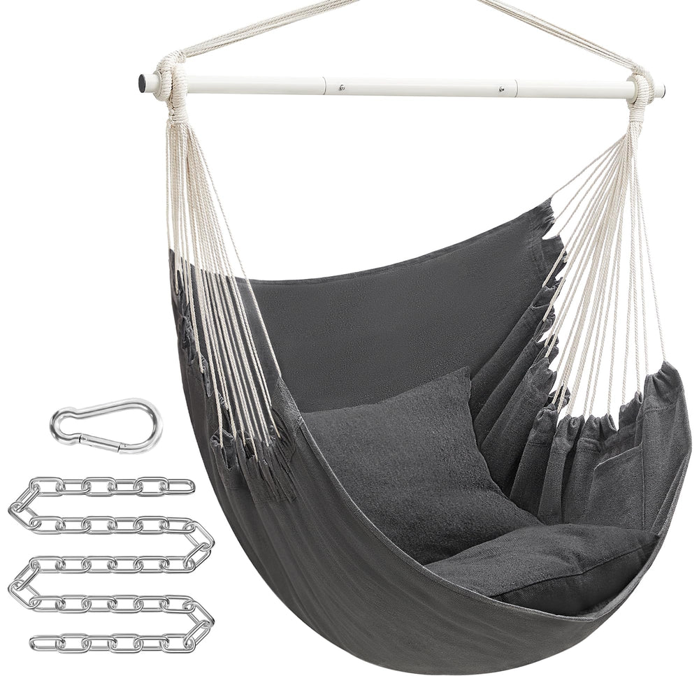 Close-up of SONGMICS Hammock Chair showing fabric and cushion details