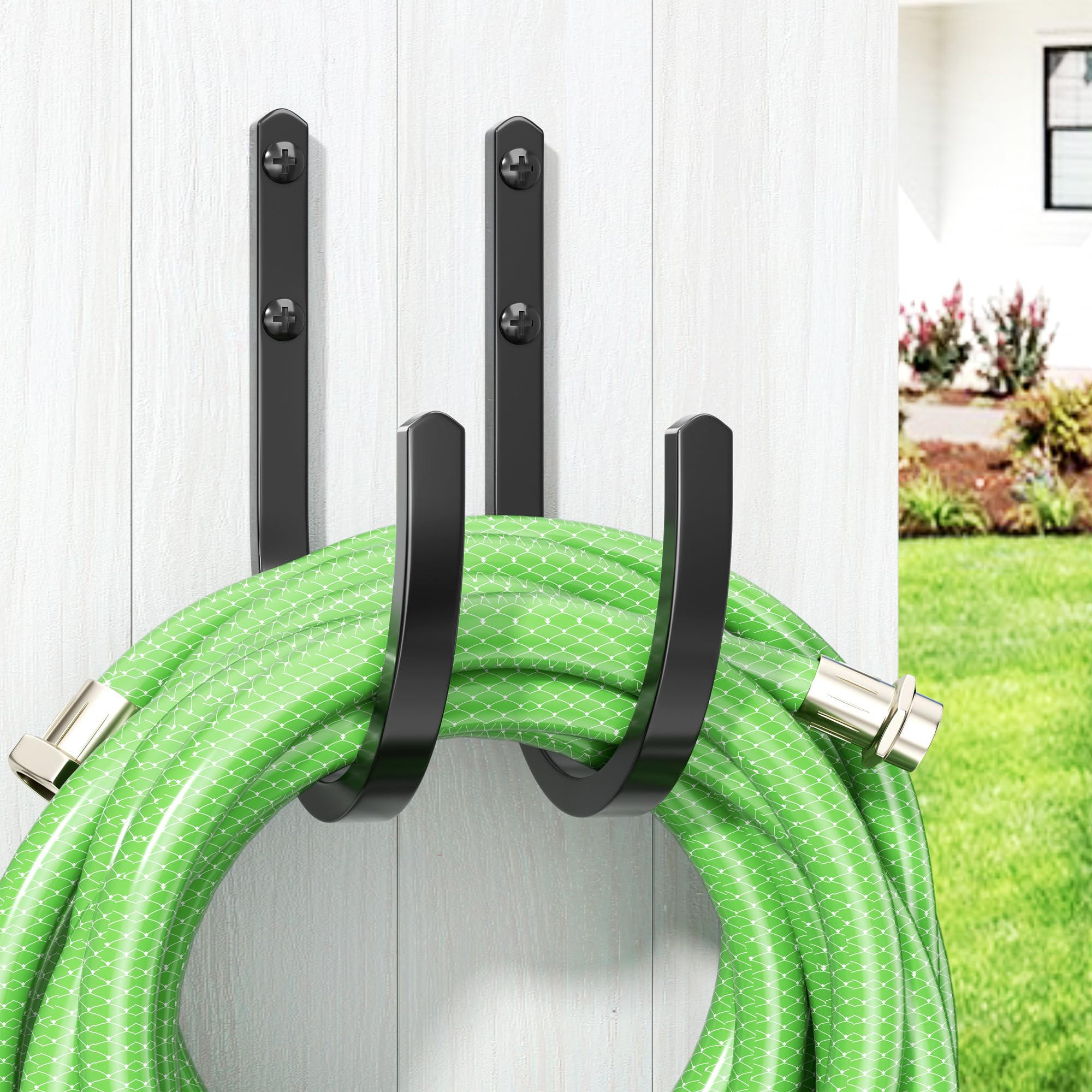 Close-up of songsoso aluminum garden hose holder installation screws