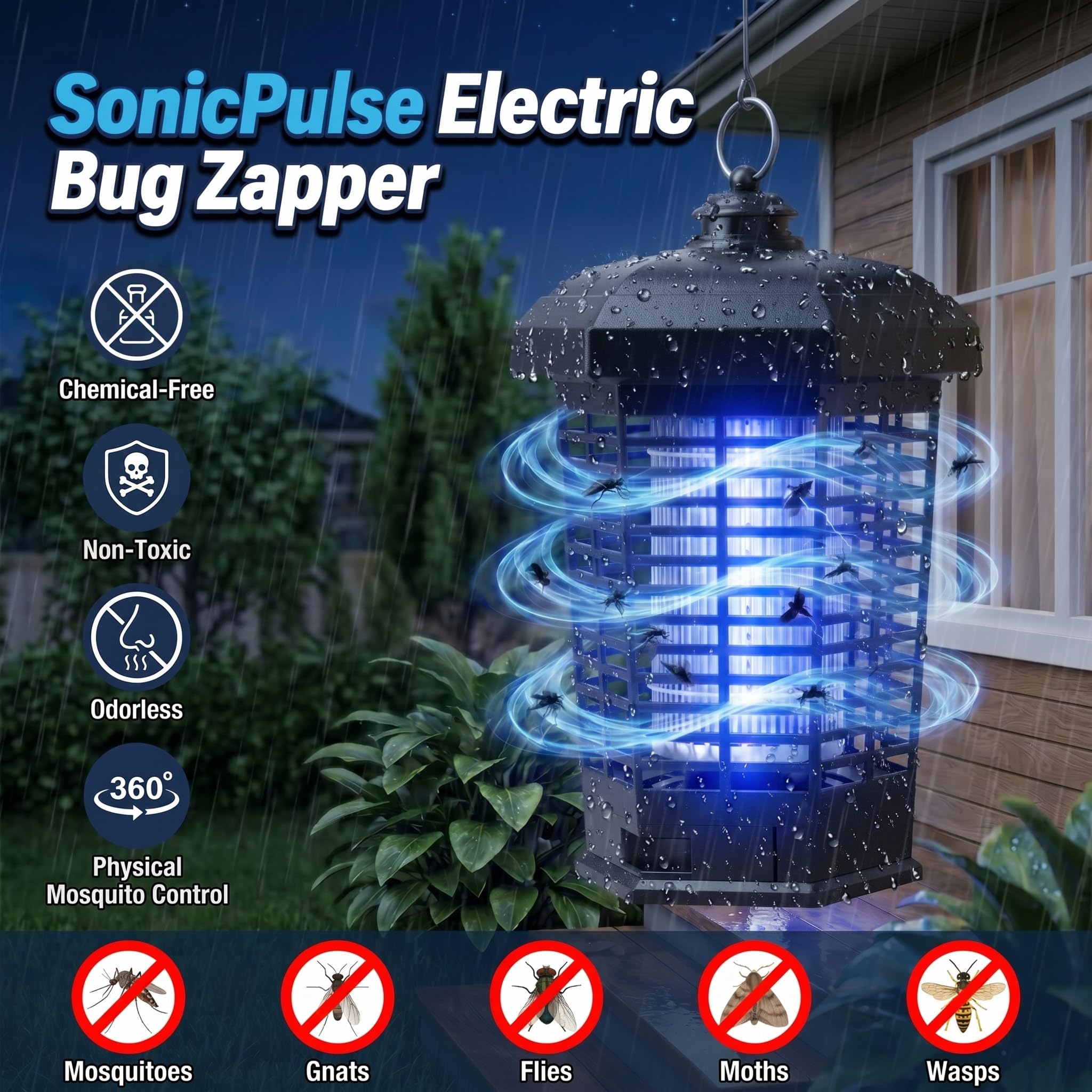 Close-up of SonicPulse Electric Insect Zapper's high-voltage electric grid