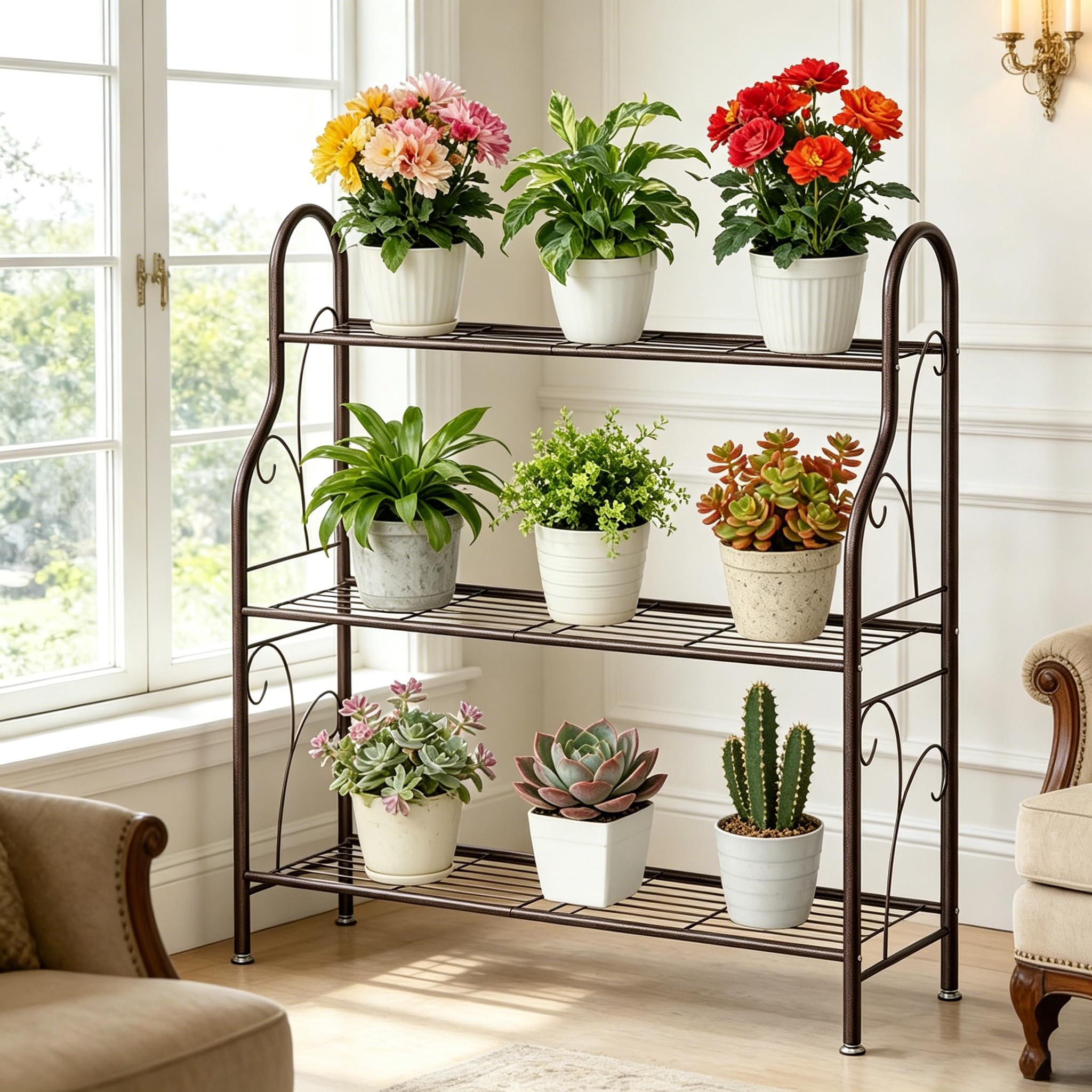 Close-up of SORCEDAS 3 Tier Plant Stand material texture