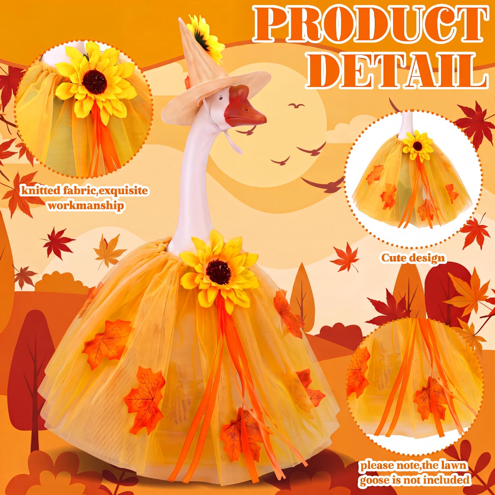 Close-up of Soulchen Fall Goose Outfit skirt and sunflower hat