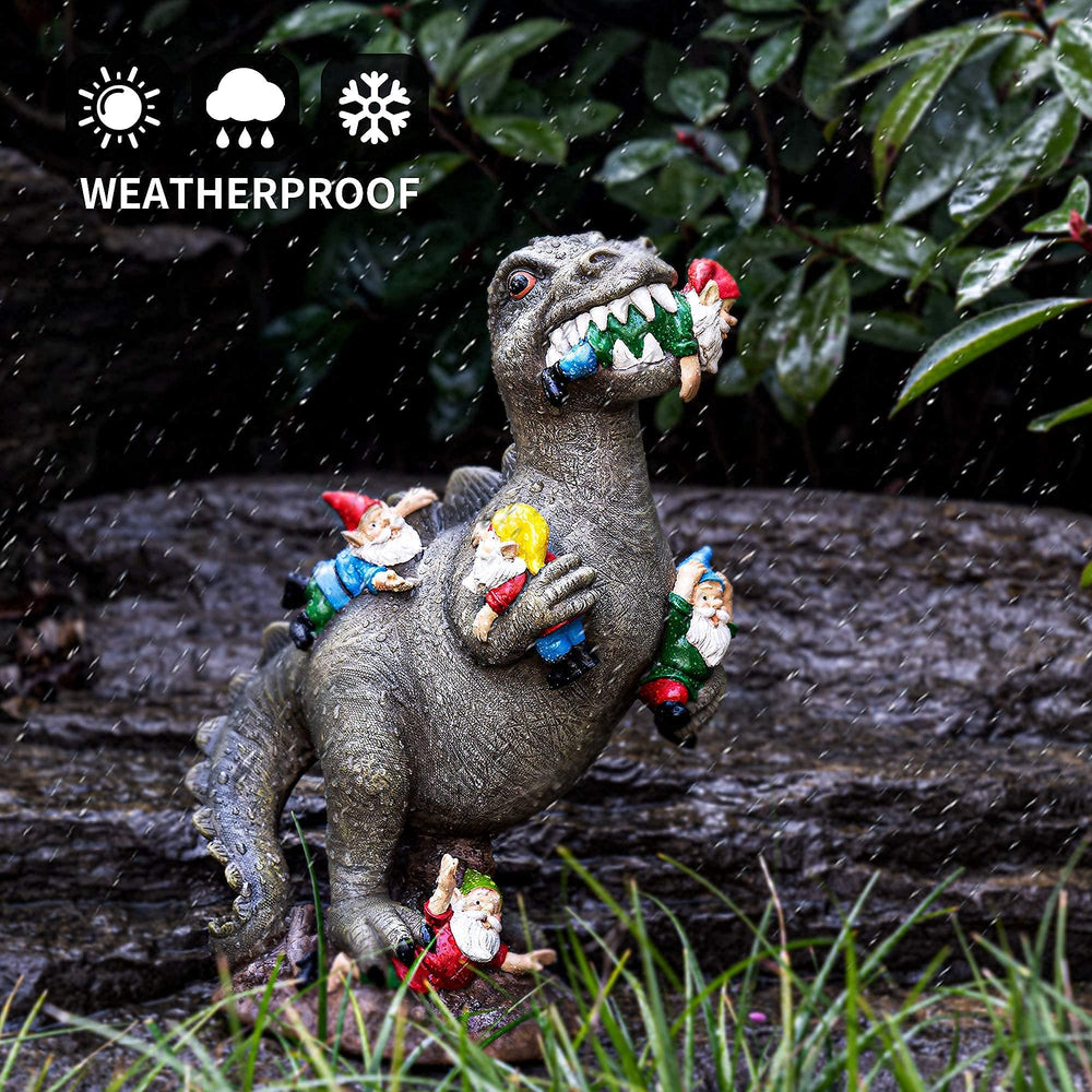 Close-up of SOWSUN Garden Gnome Dinosaur details