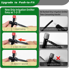 Close-up of Spalolen drip emitter showcasing quick-connect feature
