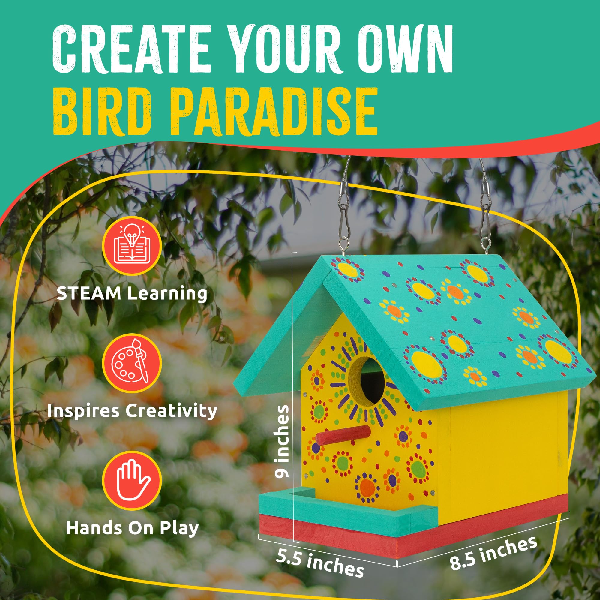 Close-up of SparkJump Jr Birdhouse assembly process with nails and glue