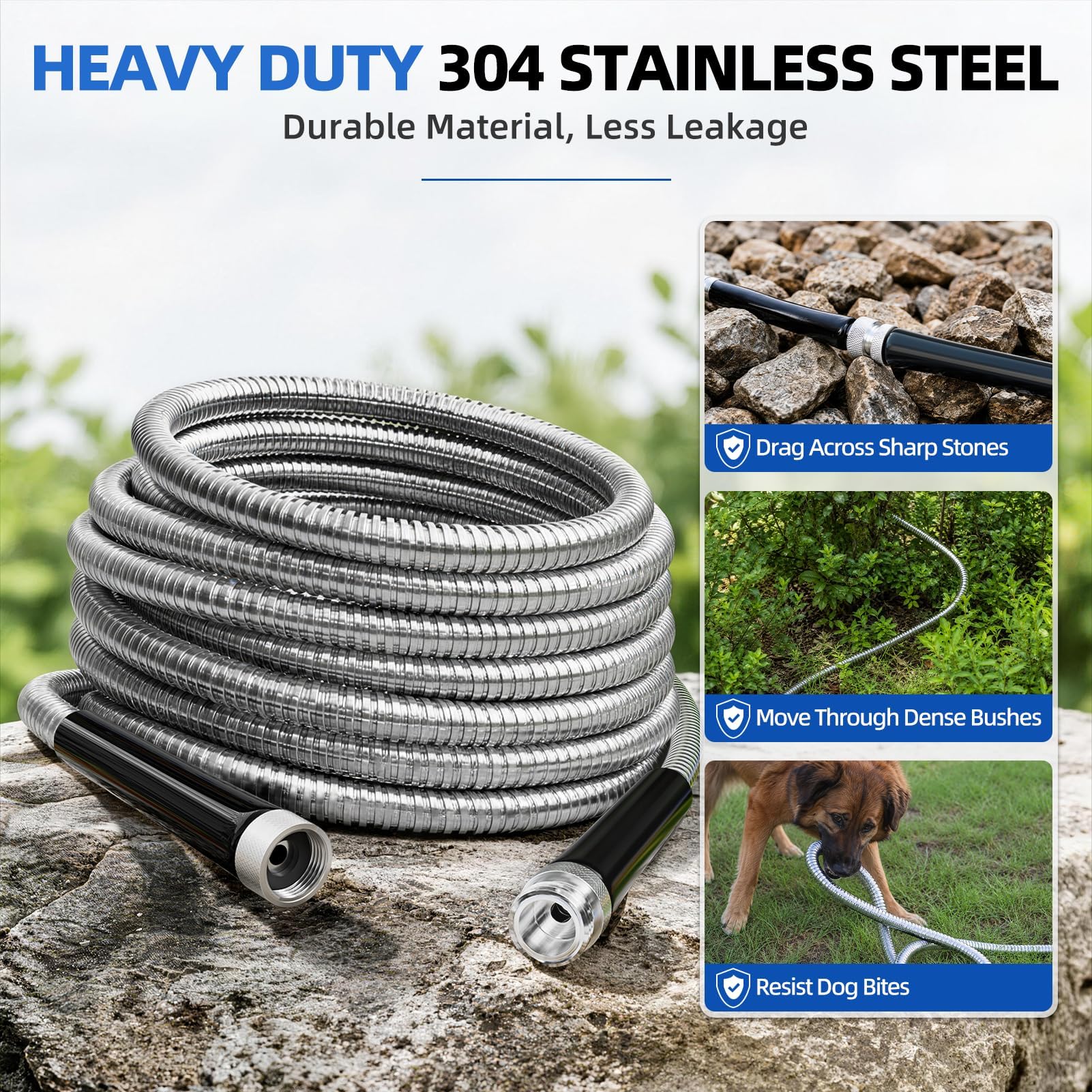 Close-up of SPECILITE stainless steel garden hose nozzle