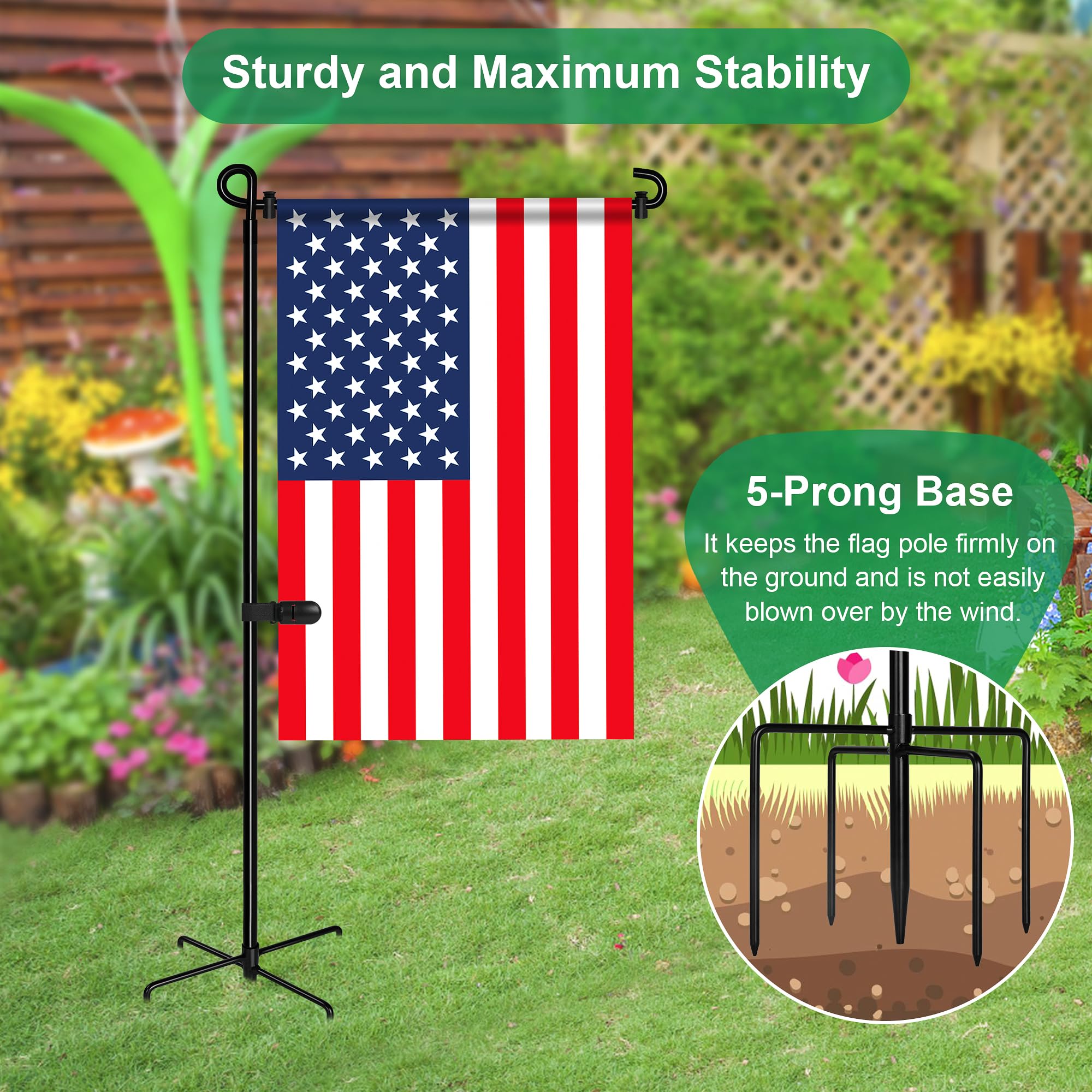 Close-up of Spirepro Garden Flag Stand wind clip and stoppers