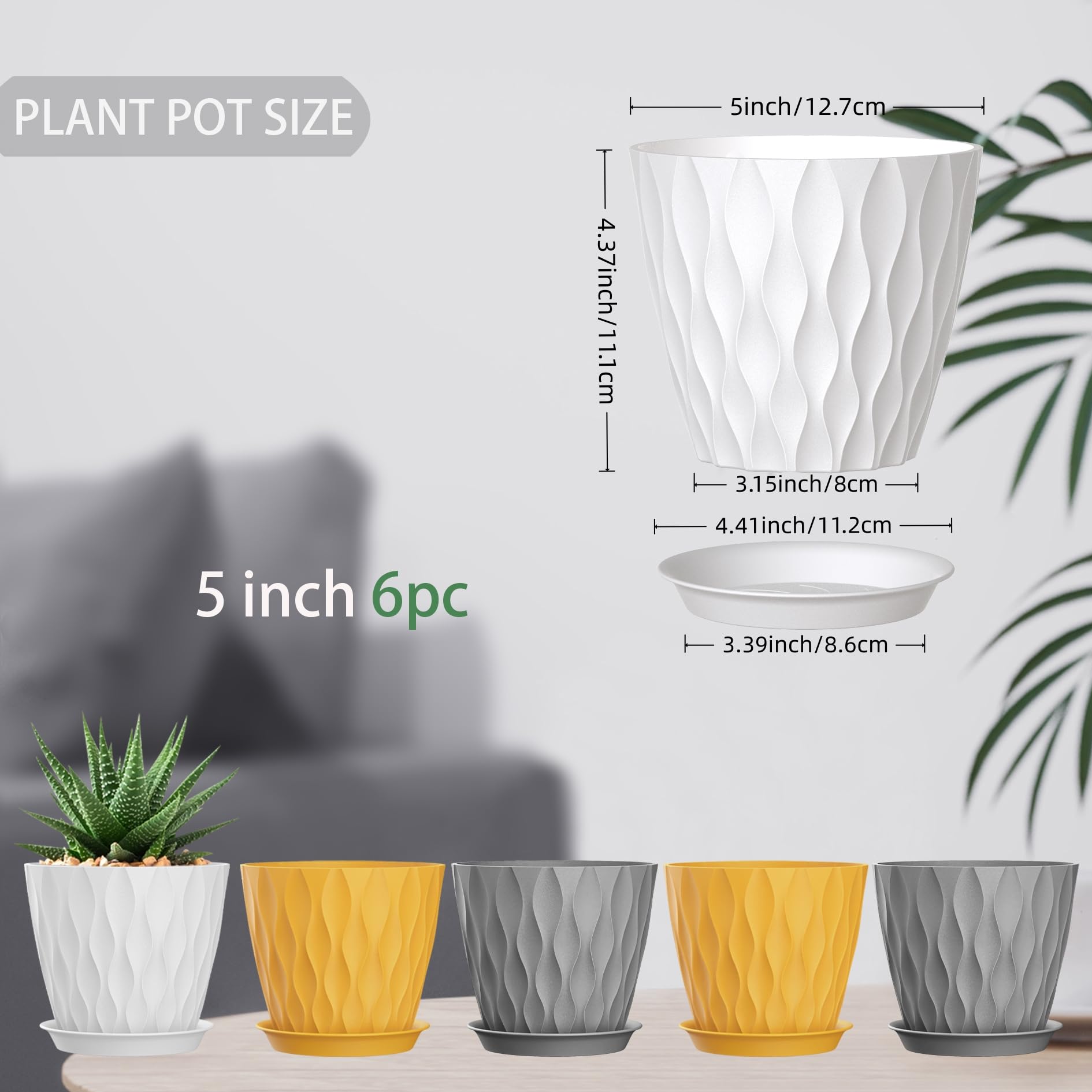 Close-up of SQKH 5-inch planter pots showing drainage holes