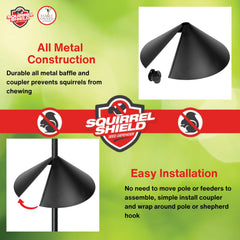 Close-up of Squirrel Shield baffle showing durable steel construction