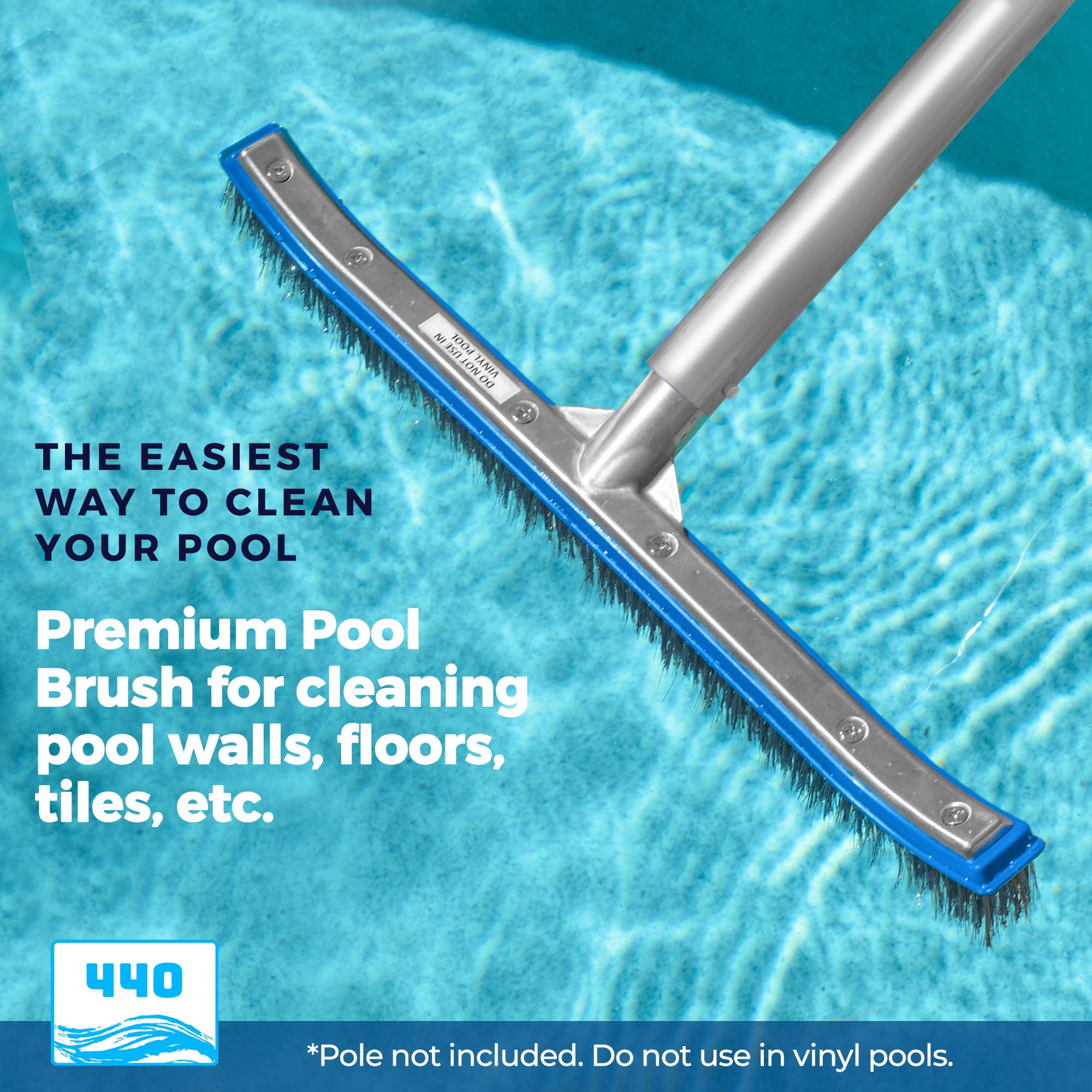Close-up of stainless steel bristles on 440 Pool Brush