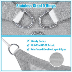 Close-up of stainless steel D-rings on Amagenix Sun Shade Sail