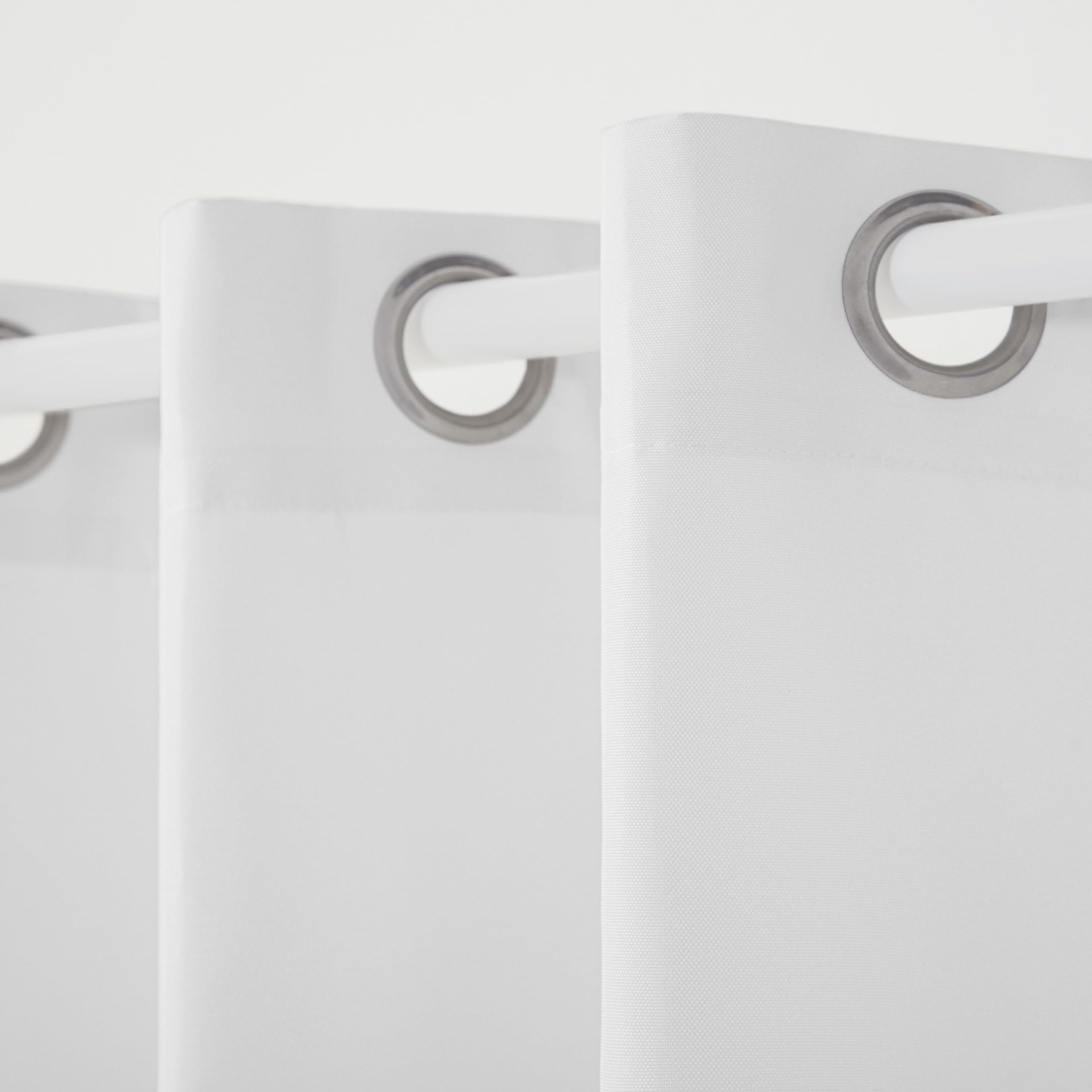 Close-up of stainless steel grommets on TOWN & COUNTRY BASICS curtains