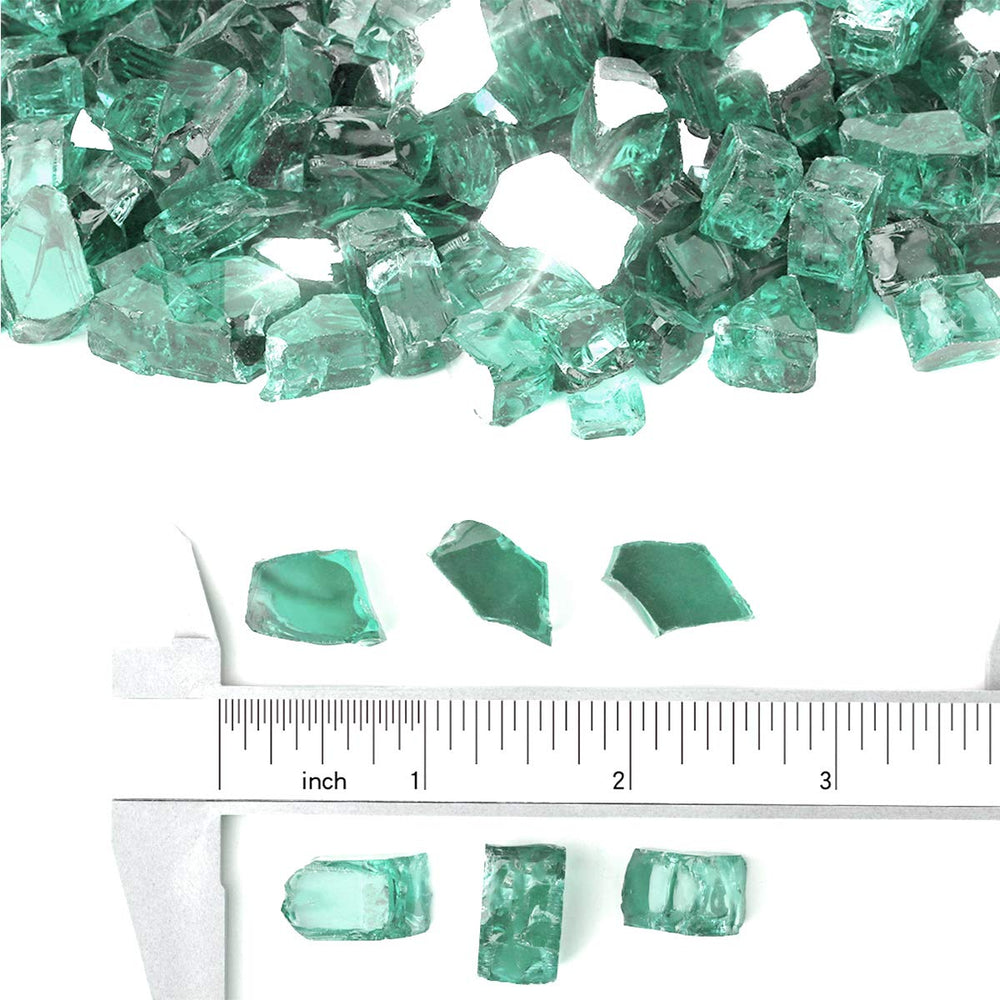 Close-up of Stanbroil fire glass showing 1/2 inch size