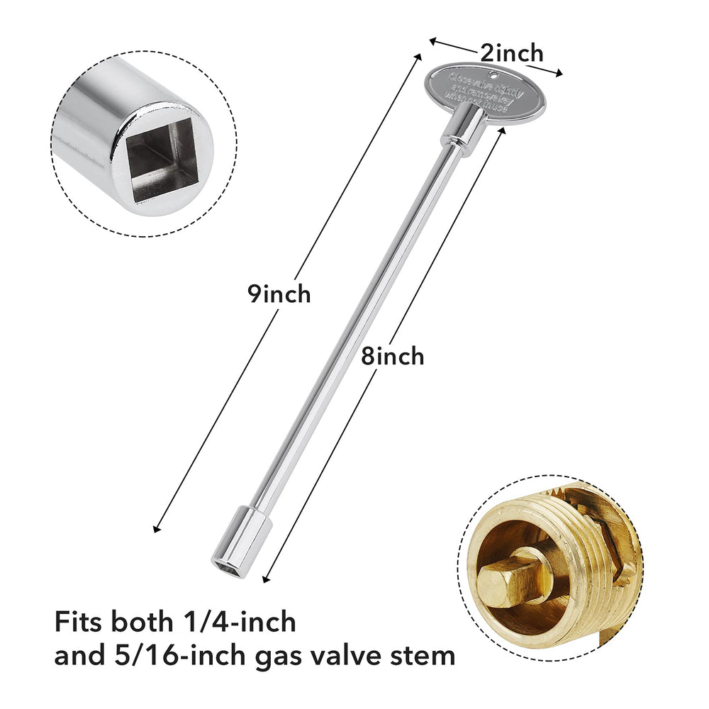 Close-up of Stanbroil gas valve key showing polished chrome detail
