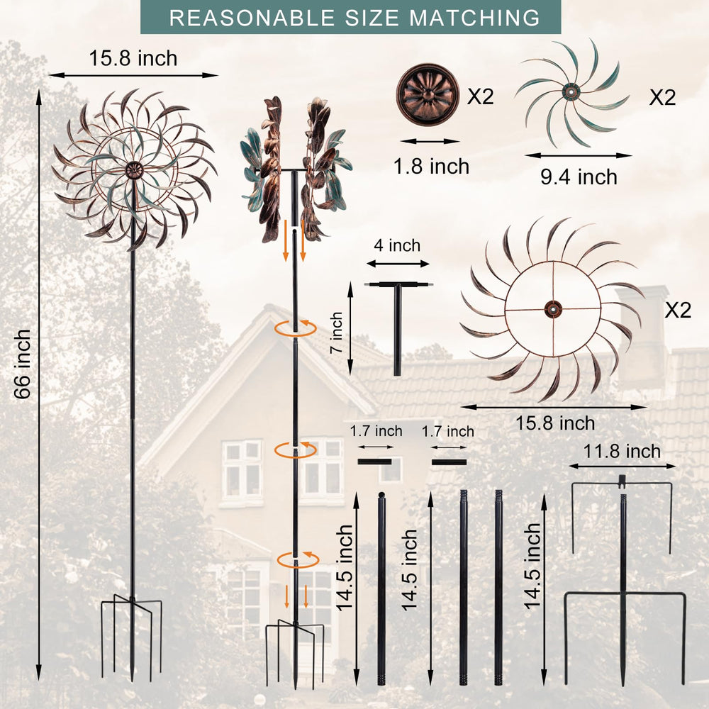Close-up of Stargarden wind spinner blades rotating