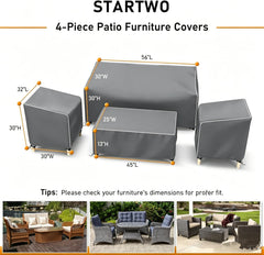 Close-up of STARTWO loveseat cover showing dimensions