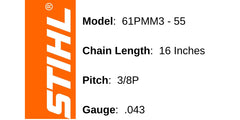 Close-up of Stihl Picco Micro saw chain detail