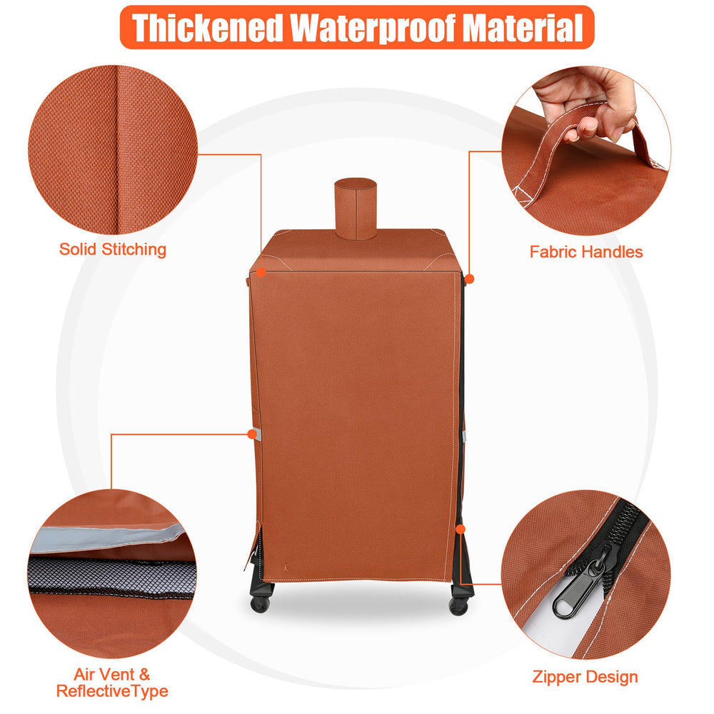 Close-up of stitching and fabric of QuliMetal Vertical Smoker Cover